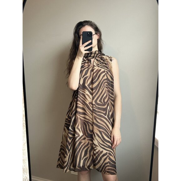 London Times Zebra Print Shimmer Dress Size 16 – Bold Statement Midi Night-Out C - Picture 4 of 10